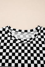 Khaki Checkered Print Half Sleeve Tee 2pcs Lounge Pant Set