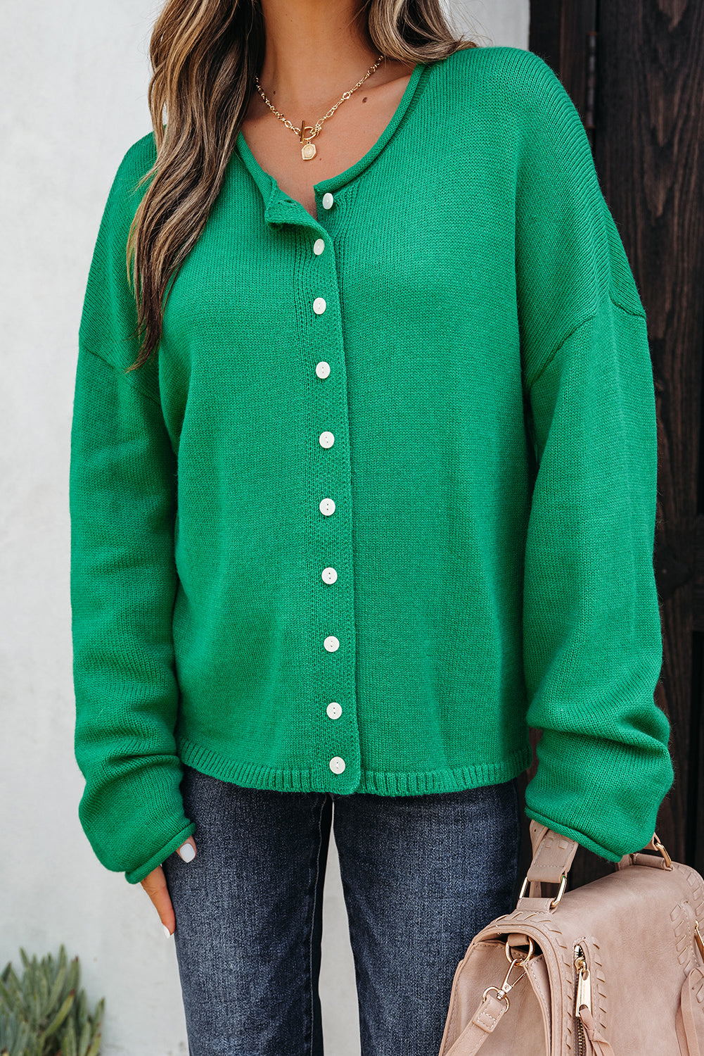 Bright Green Knit Cardigan For Trendy Styles