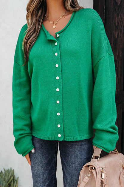 Bright Green Knit Cardigan For Trendy Styles