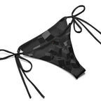 LuckeLadybug eco friendly women's swimwear bikini with a stylish black geometric design and adjustable ties