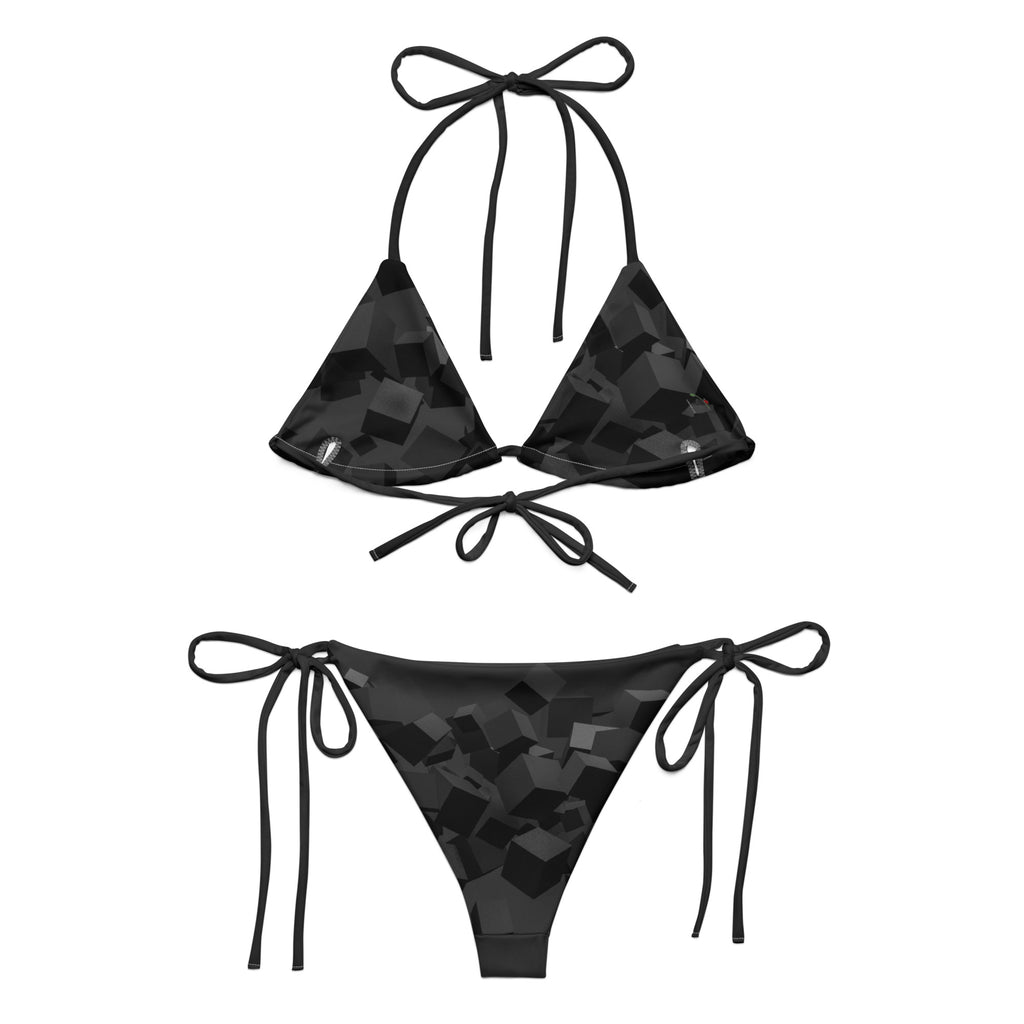 LuckeLadybug Eco Friendly Women's Swimwear in Black Triangle Bikini with Stylish Tie Design