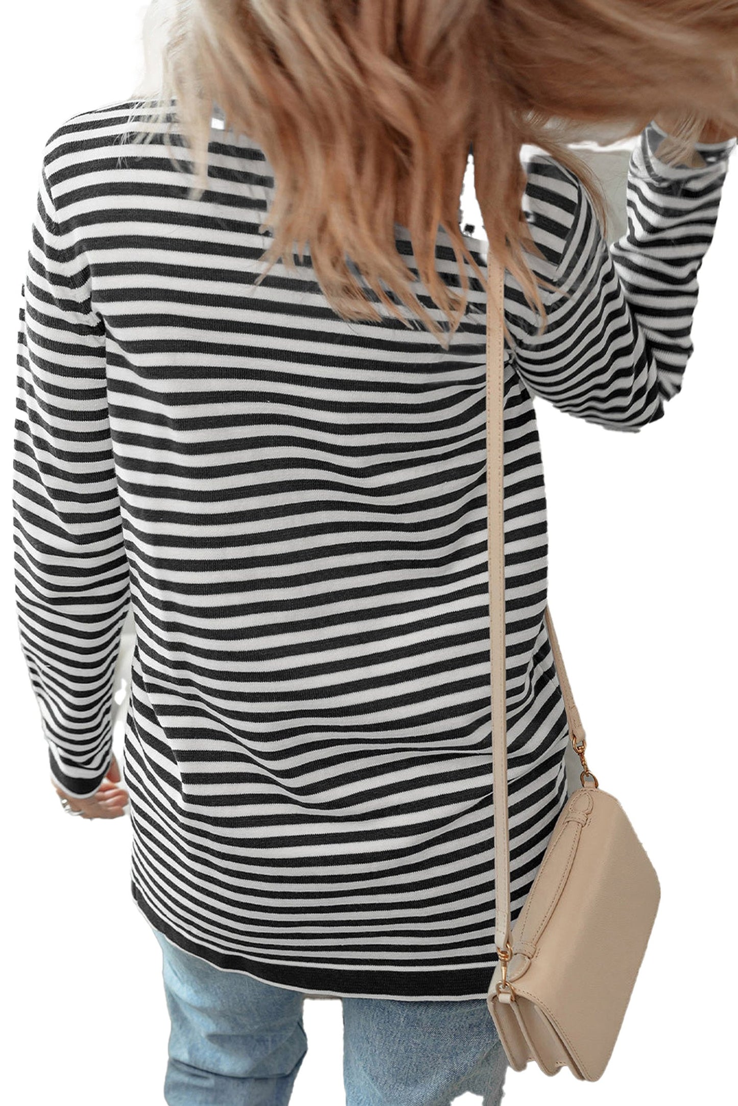 Black Stripe Long Sleeve Cardigan
