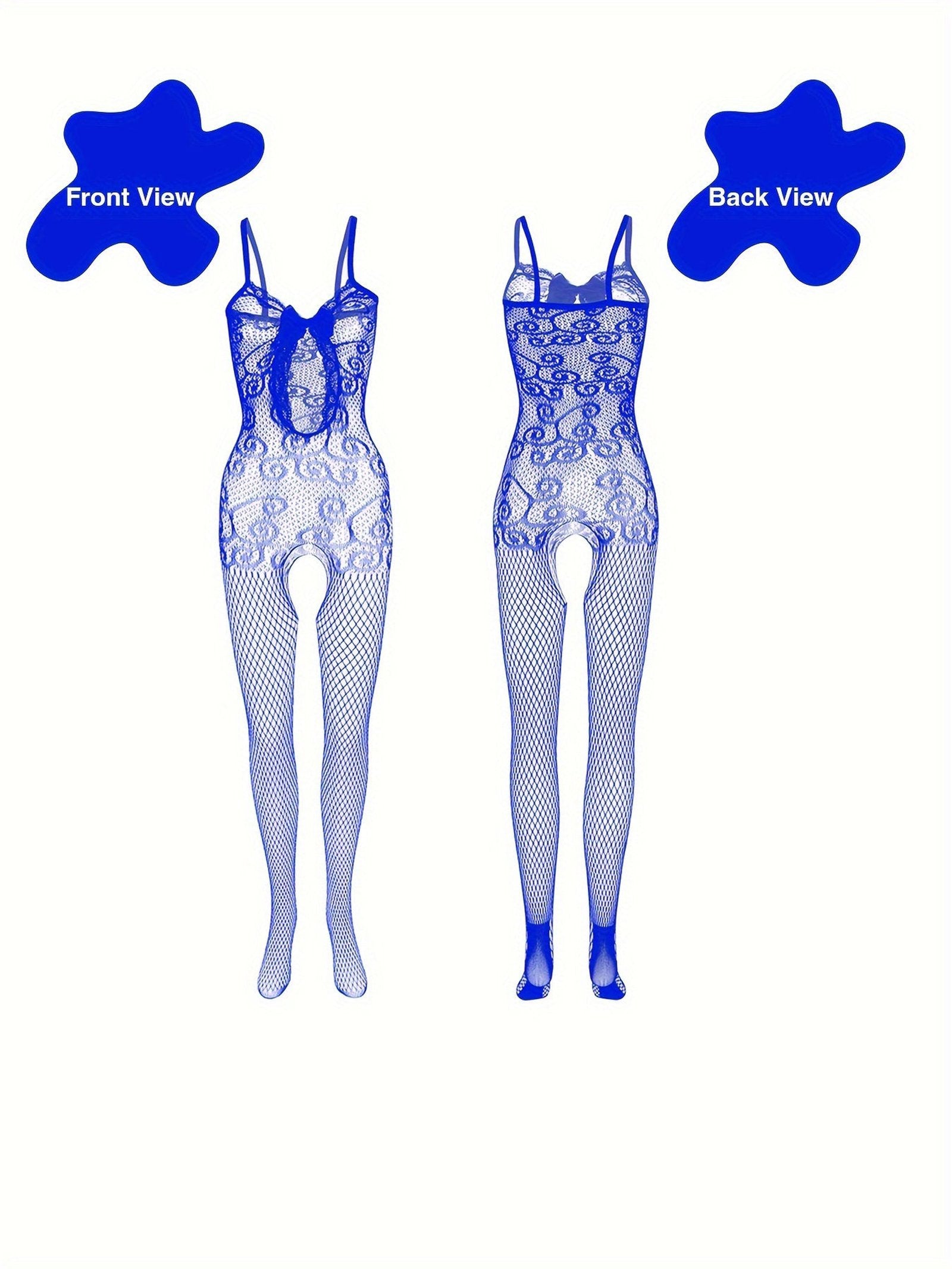 4-Pack Fishnet Bodystocking Set with Jacquard Design & Open Crotch