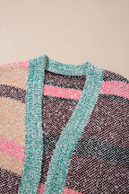 Multicolor Striped Open Front Cardigan