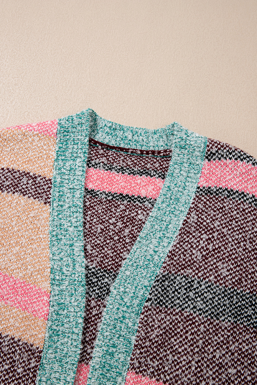 Multicolor Striped Open Front Cardigan