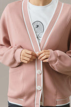 Pink Stripe Knit Cardigan For Stylish Layers
