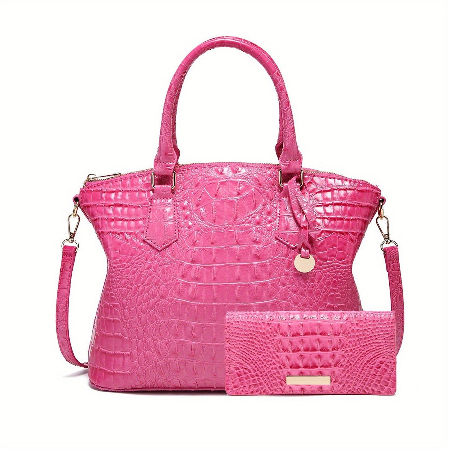 Crocodile Embossed Womens Handbag Chic Satchel