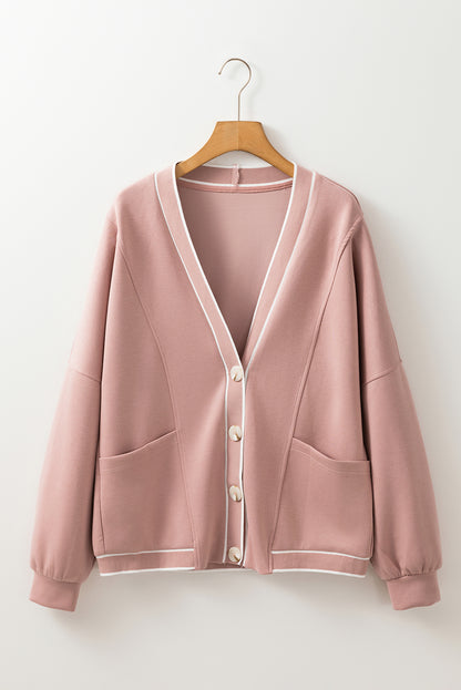 Pink Stripe Knit Cardigan For Stylish Layers