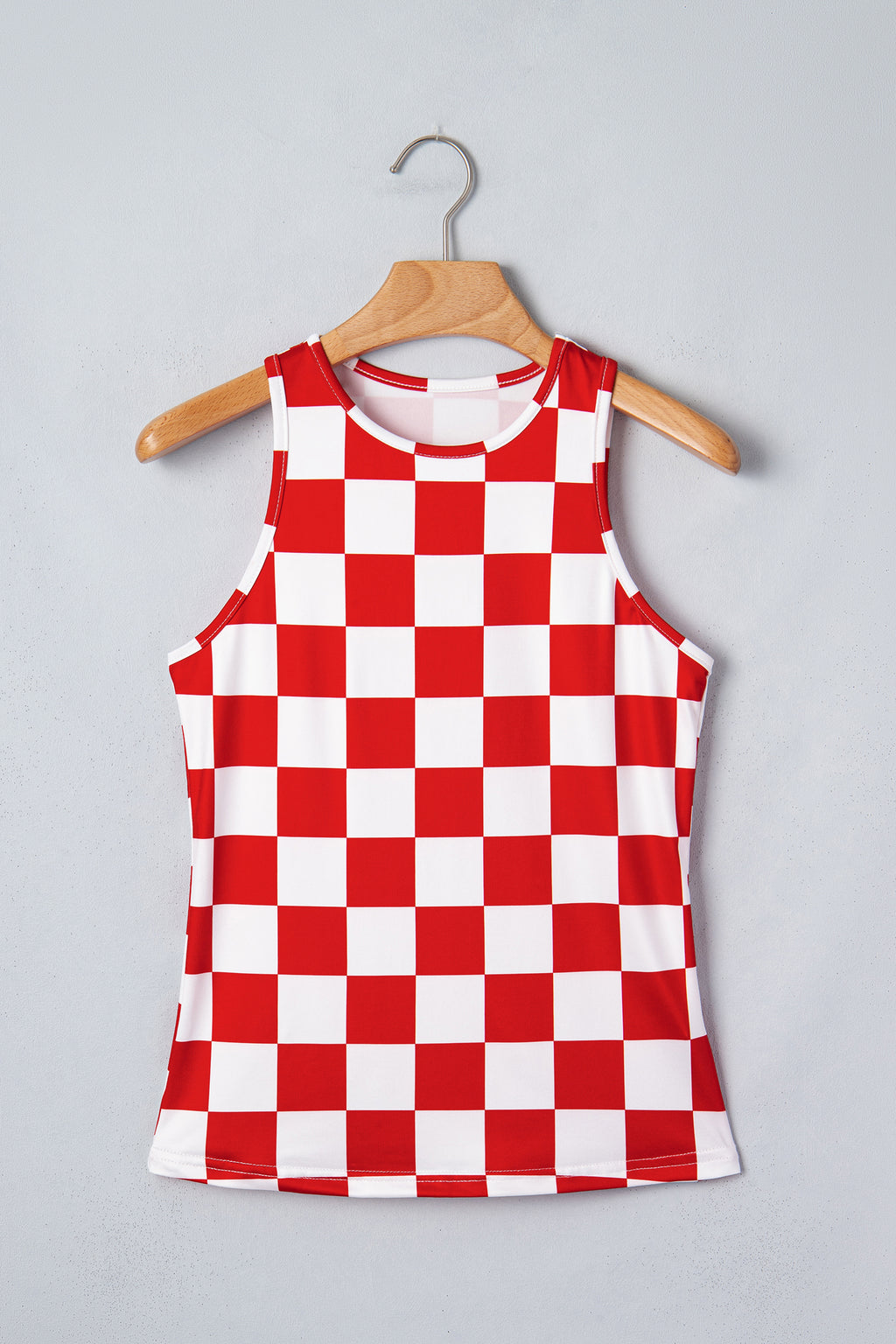 Black Checkerboard Printed Slim Tank Top