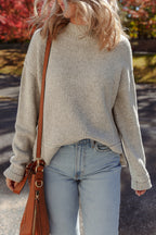 Gray Waffle Knit Sweater For Stylish Comfort