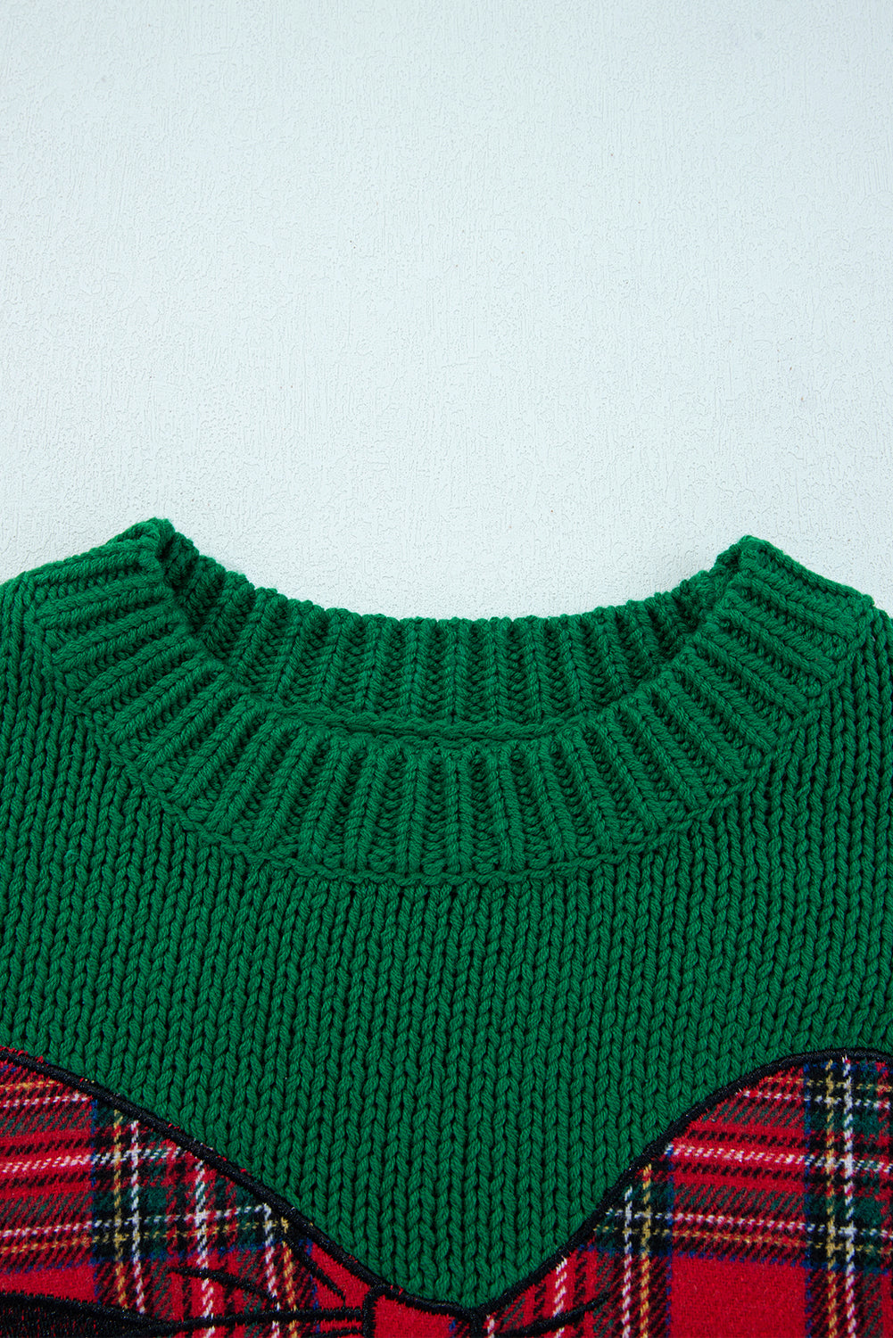 Evergreen Plaid Bow Christmas Sweater