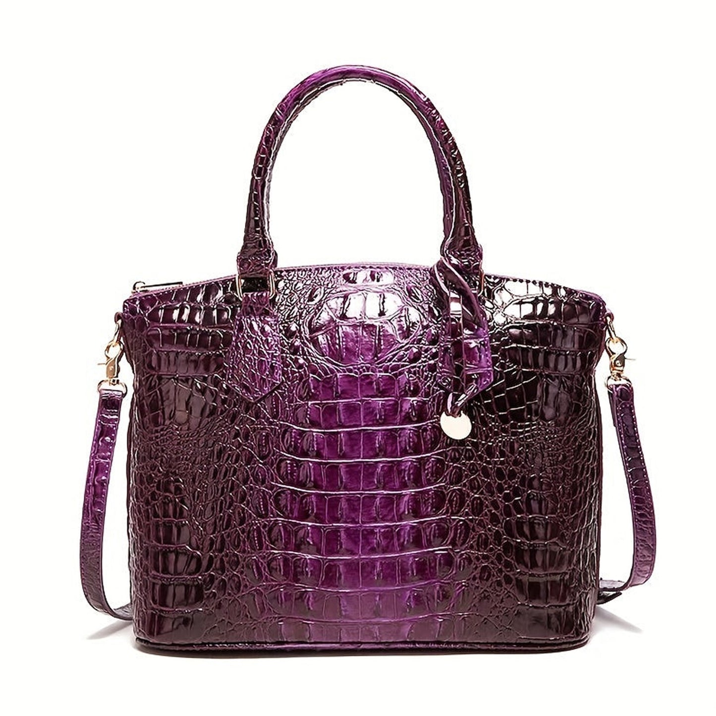 Crocodile Embossed Womens Handbag Chic Satchel