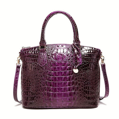 Crocodile Embossed Womens Handbag Chic Satchel