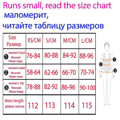 Size chart for an elegant 2 piece wedding guest dress with measurements for best fit