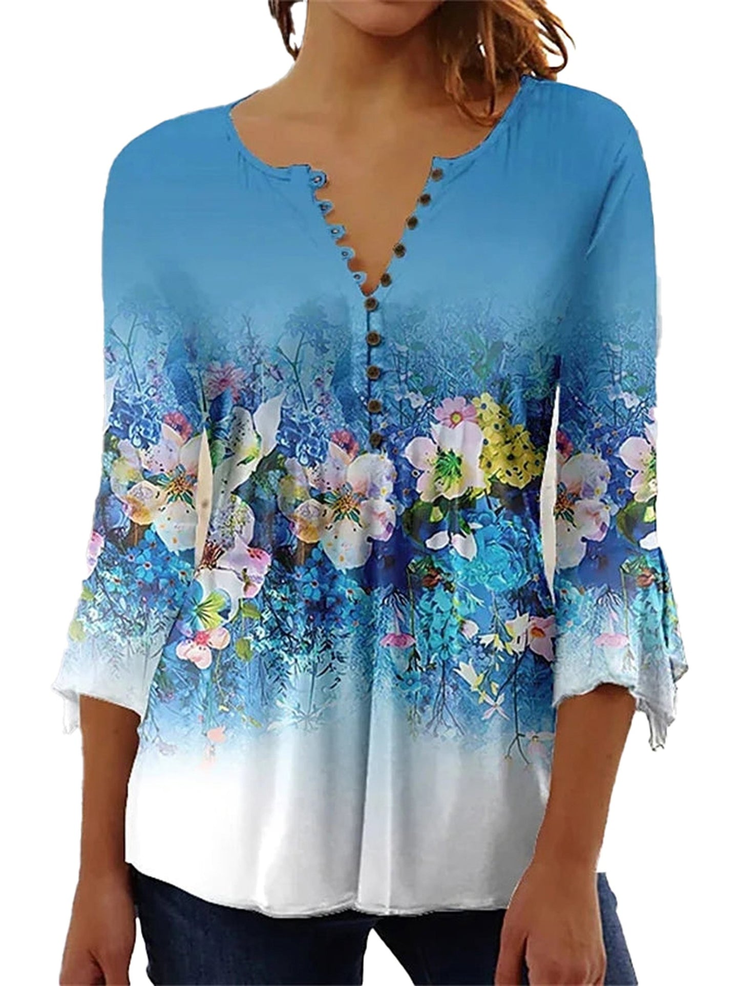 Elegant Floral Long Sleeve Blouse