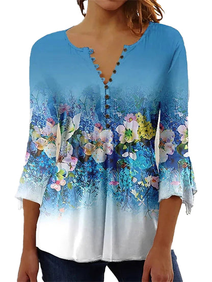 Elegant Floral Long Sleeve Blouse