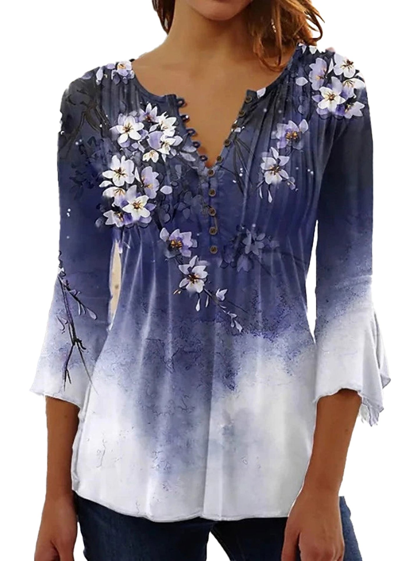Elegant Floral Long Sleeve Blouse