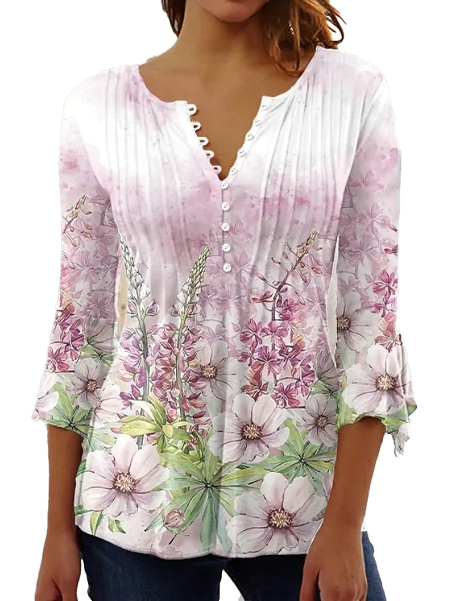 Elegant Floral Long Sleeve Blouse