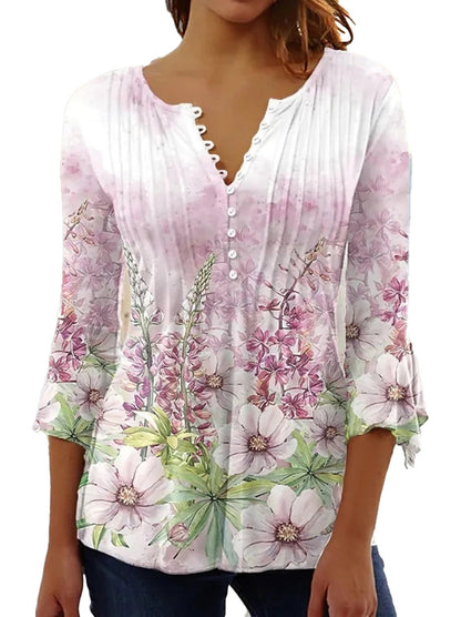 Elegant Floral Long Sleeve Blouse
