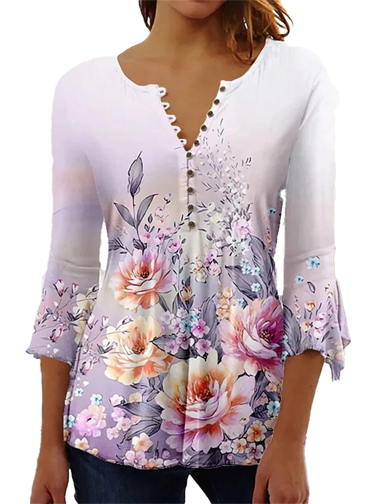 Elegant Floral Long Sleeve Blouse