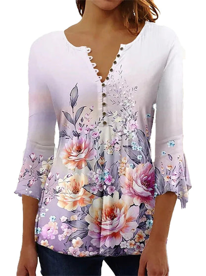 Elegant Floral Long Sleeve Blouse