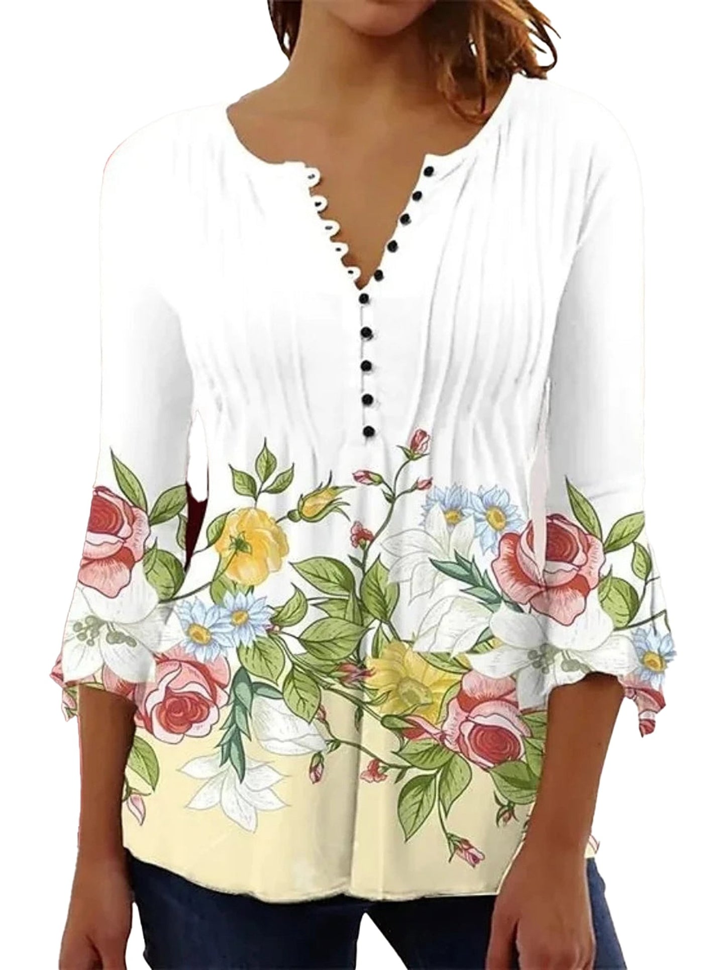 Elegant Floral Long Sleeve Blouse