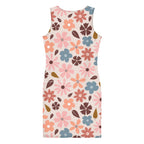 LuckeLadybug elegant floral print dress bodycon style with multicolor flower pattern on light background