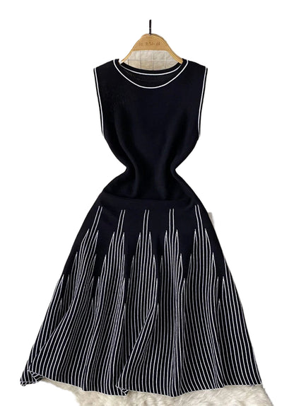 LuckeLadybug LLC elegant Y2K mini dress for women with a stylish black and white striped design
