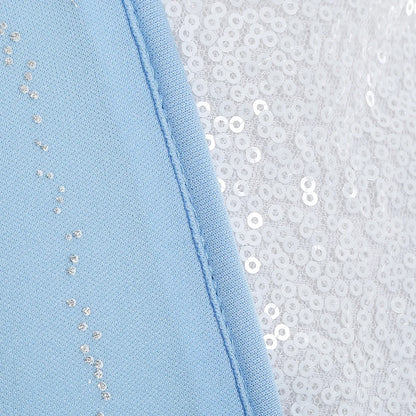 Close-up of sequined fabric details on an Elsa costume for girls by LuckeLadybug LLC