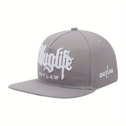 LuckeLadybug Snapback Hat with Embroidered Outlaw Design, an embroidered baseball hat for men and women.