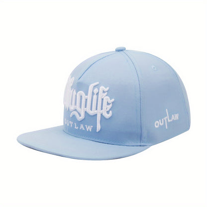 LuckeLadybug LLC Embroidered Baseball Hat for Men and Women in Light Blue with Bold Text Design