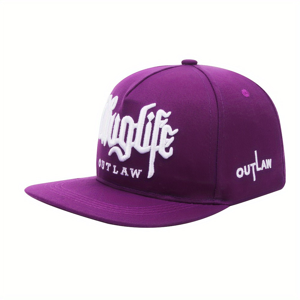 Purple snapback cap from LuckeLadybug LLC, stylish embroidered baseball hat for men and women