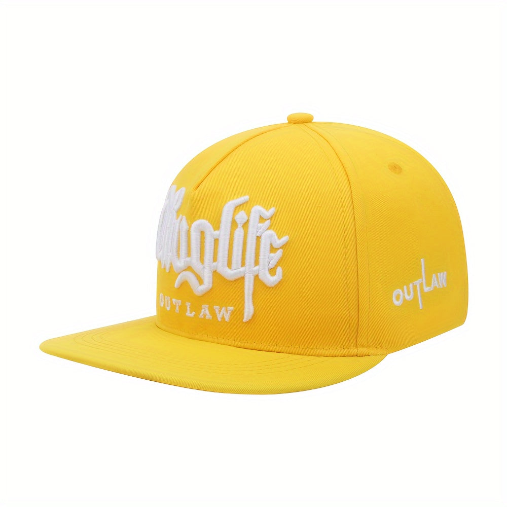 LuckeLadybug Yellow Snapback Hat with Embroidered Design, ideal embroidered baseball hat for men and women