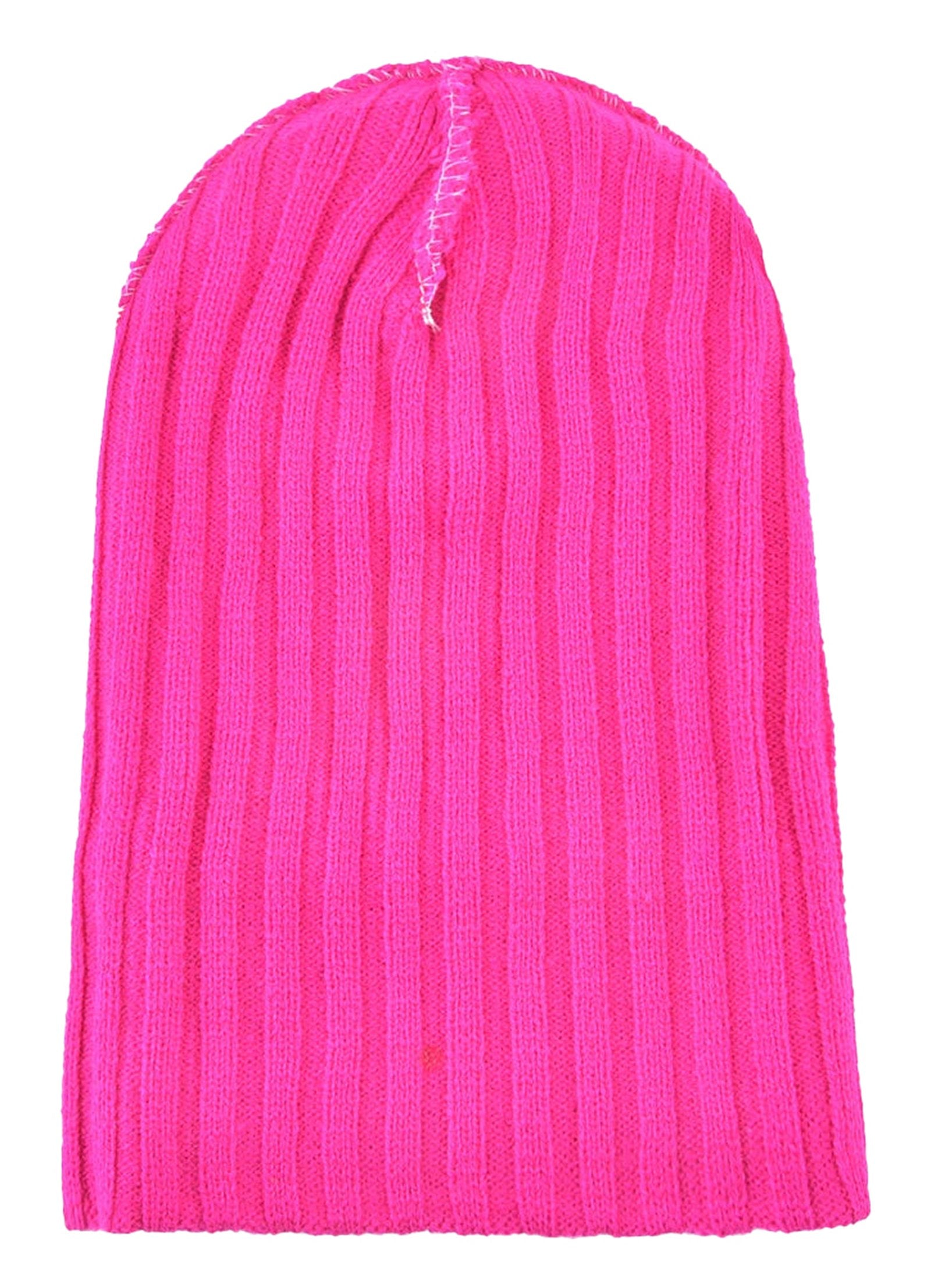 Pink ribbed embroidered beanie for women by LuckeLadybug LLC, stylish and comfortable accessory