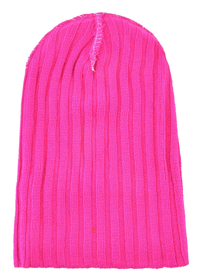 Pink ribbed embroidered beanie for women by LuckeLadybug LLC, stylish and comfortable accessory