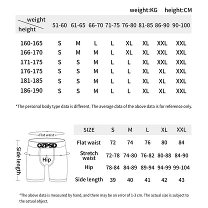 Sizing chart for Ethika men's boxer briefs with measurements for waist and hip sizes