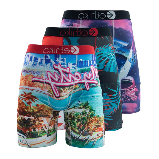 Mens Fashion Print Boxer Briefs 3 Pack