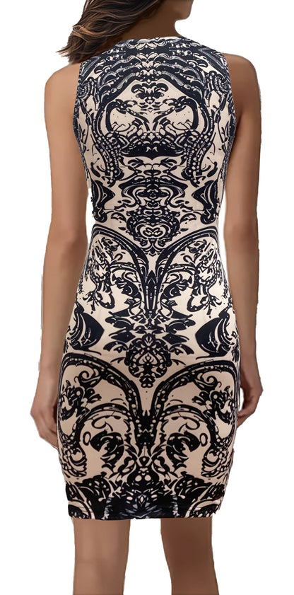 Baroque Pattern Mini Dress For Chic Style