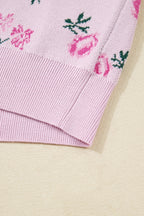 Floral Print Cropped Sweater For Trendy Style