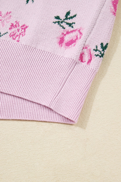 Floral Print Cropped Sweater For Trendy Style