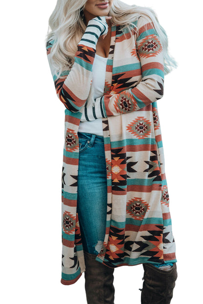 Multicolor Geometric Cardigan For Trendy Style