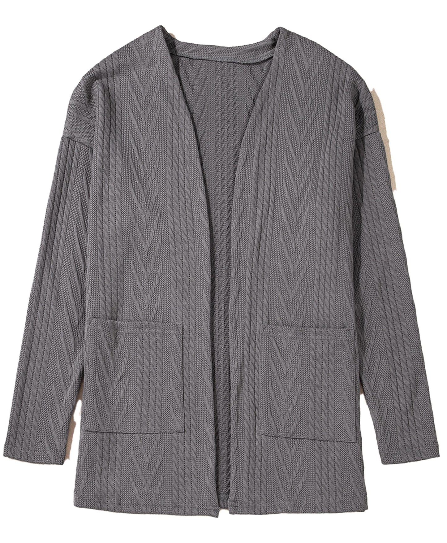 Solid Textured Open Front Cardigan