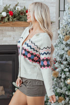 Pink Stripe Geometric Cardigan For Stylish Wear