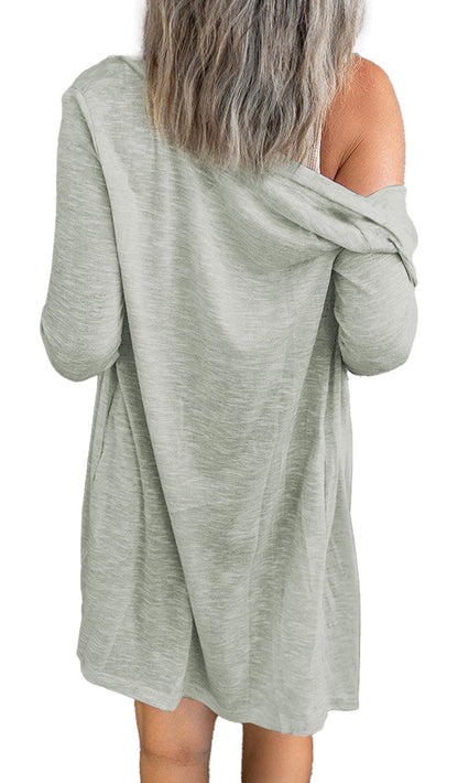 Beige Open-Front Cardigan For Trendy Looks