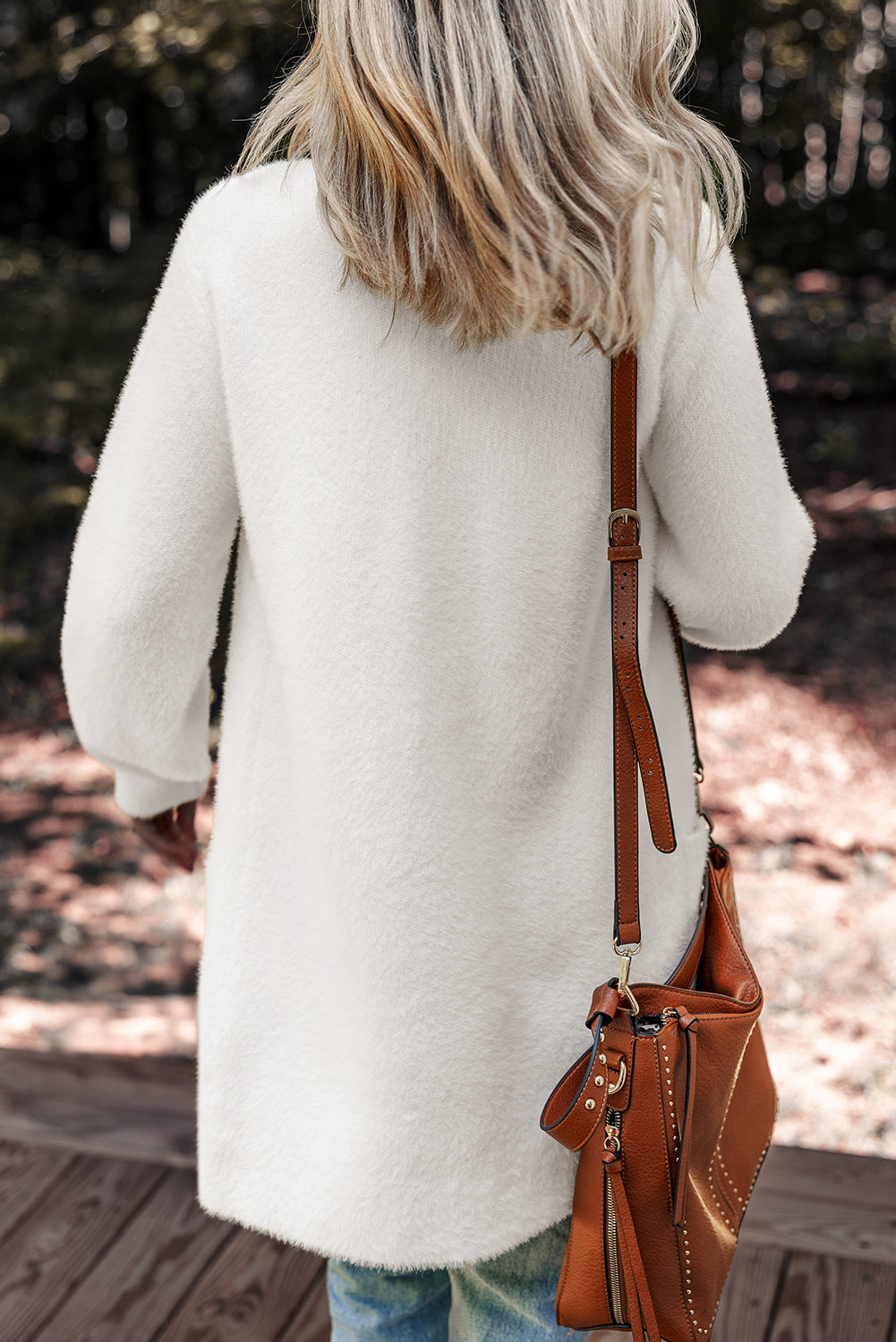 Dear-Lover Smoke Gray Fuzzy Cardigan For Cozy Style