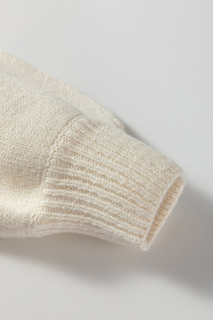 Beige Embroidered Floral Sweater