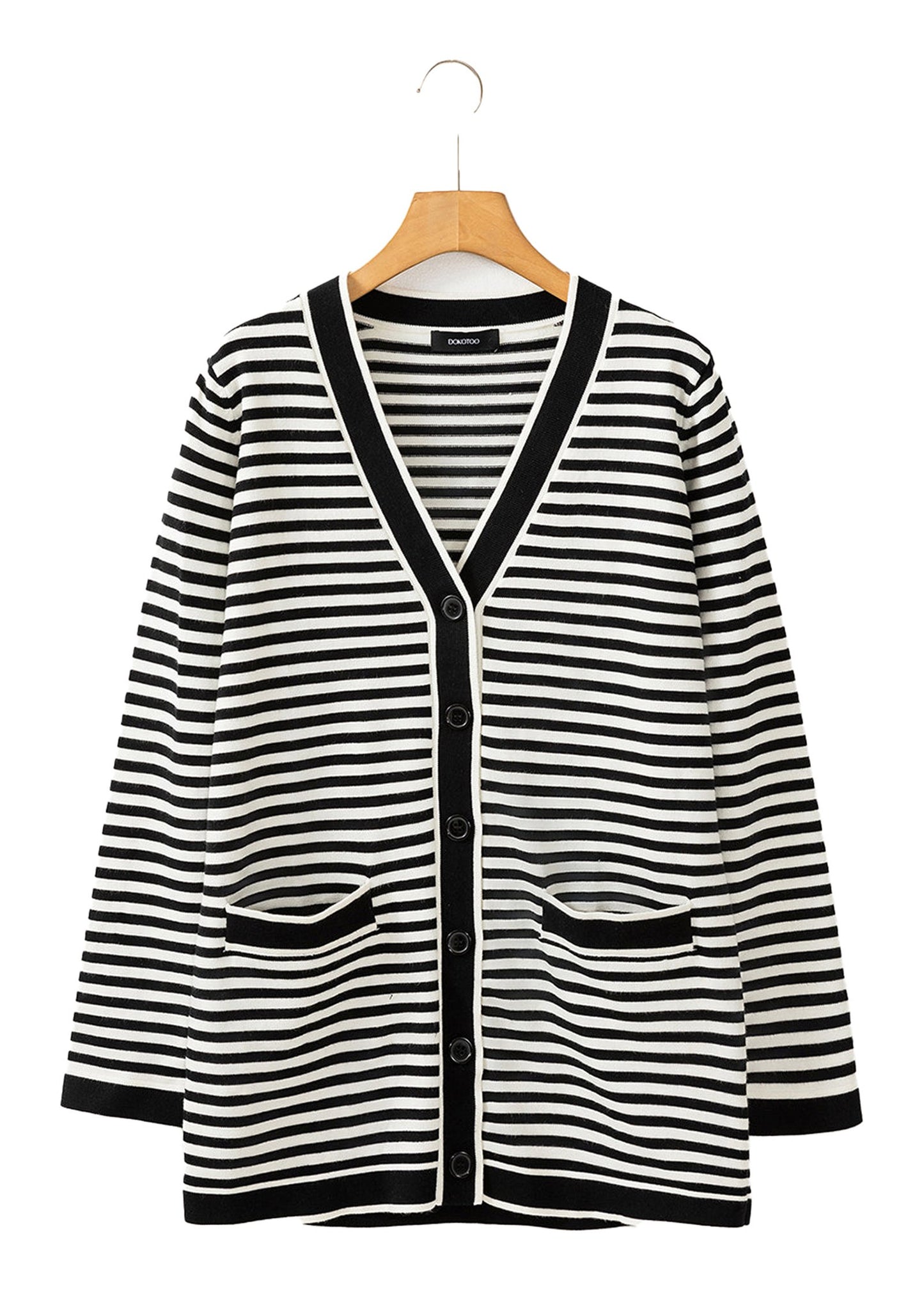 Black Stripe Long Sleeve Cardigan