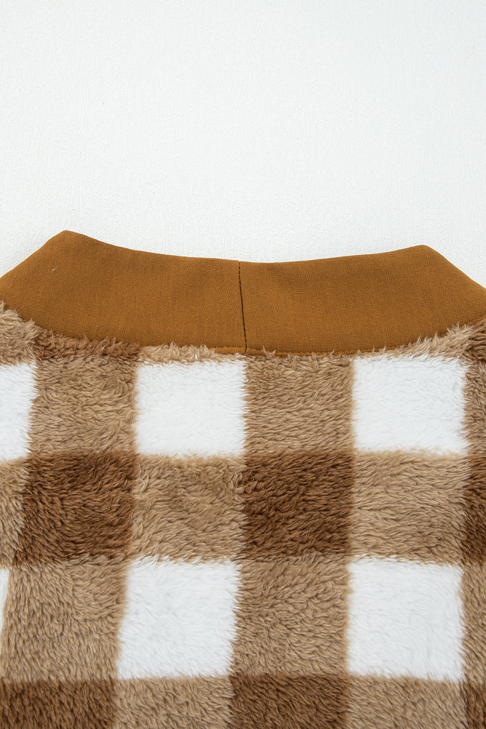 Dear-Lover Brown Checkered Sherpa Cardigan For Cozy Chic