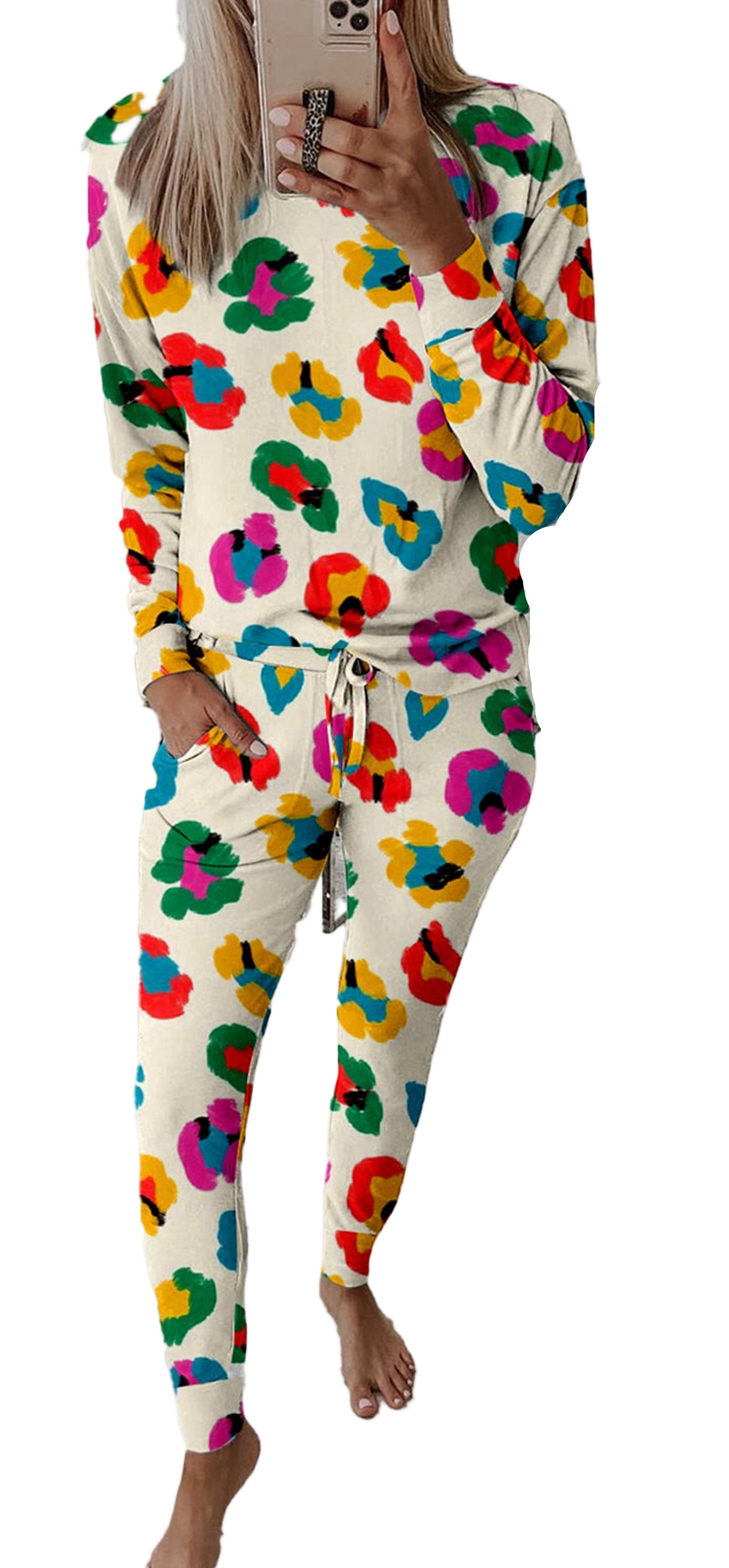 Apricot Leopard Print Lounge Set