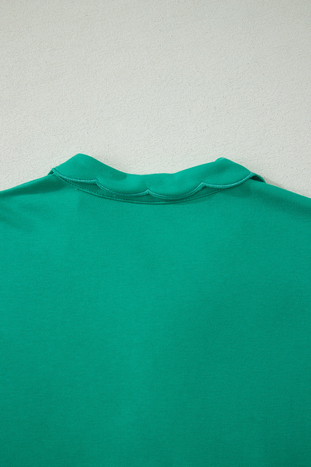Beau Blue Solid Color Snap Button Polo Collar Short Sleeve Scallop Hem Mini Dress